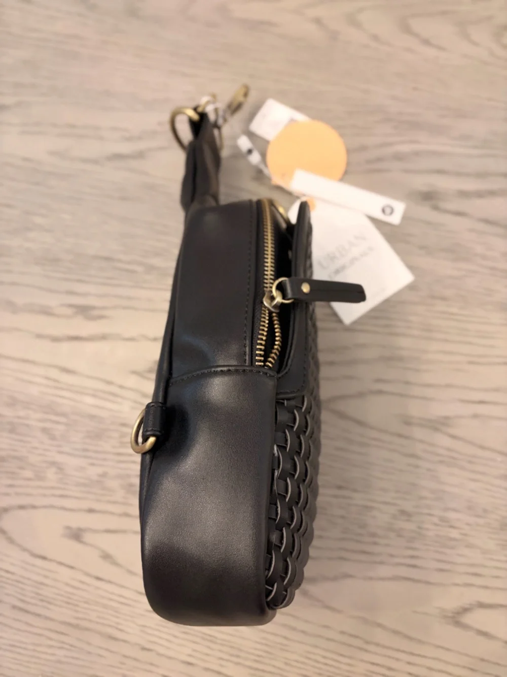 NWT Urban Originals Liberty Woven Vegan Leather Crossbody In Black - Picture 7 of 9